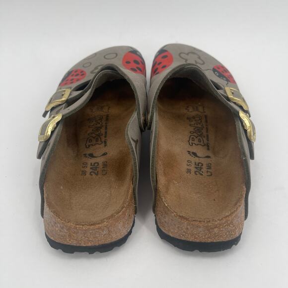 BIRKIS By Birkenstock Ladybug Clogs Size 38 (US 7) Shoes Slip On Leather Buckle - Picture 4 of 16